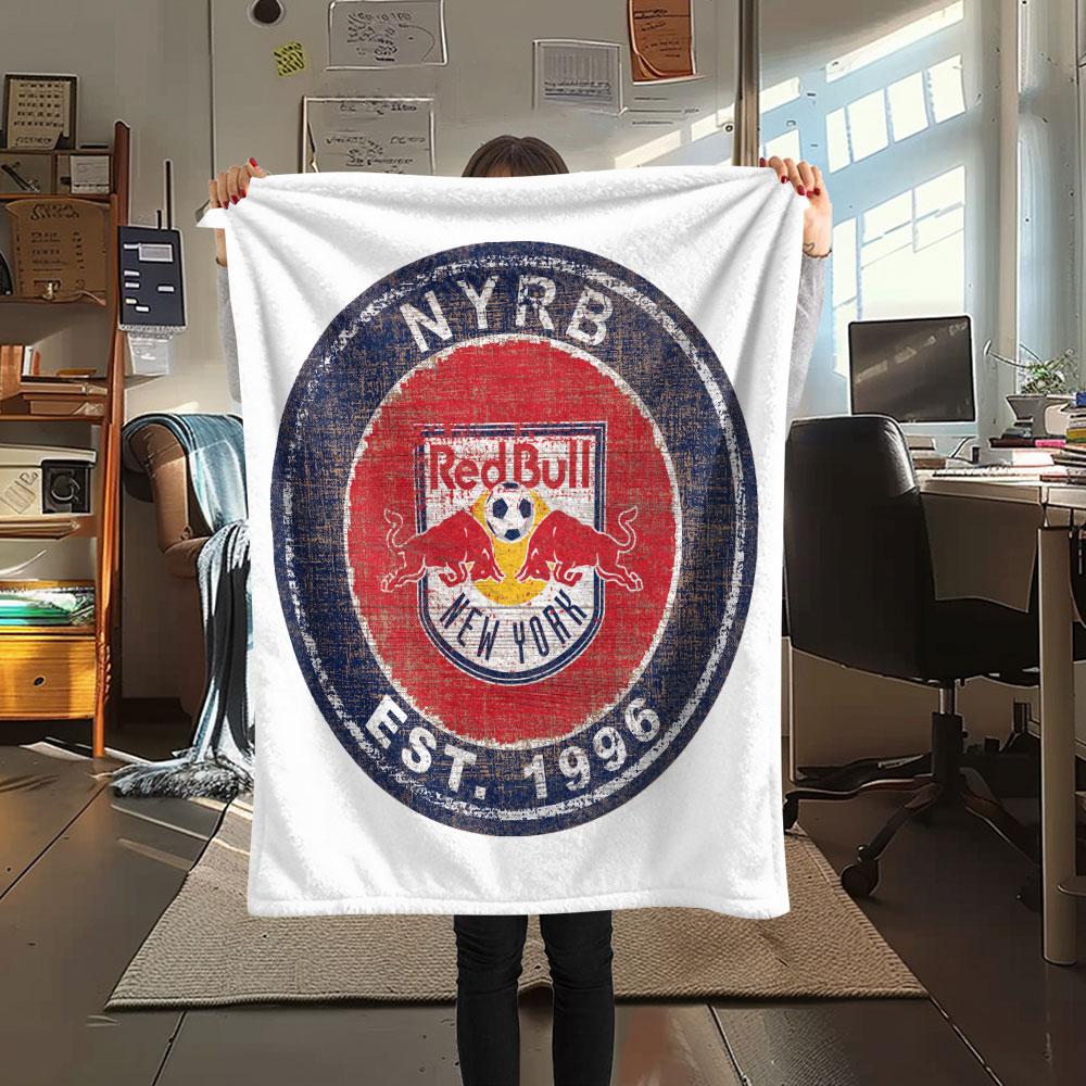 New York Red Bulls Printed Flannel Blanket, soft throw for bedroom sofa, washable,soccer fan merchandise, great gift.