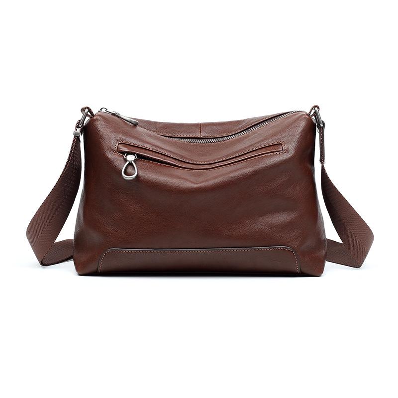 "Stylish Men's Genuine Leather Messenger Bag – Casual, Large Capacity Shoulder Bag with Top Layer Cowhide"