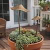 2PCS Handmade Mushroom Garden Stake Retro Style Mushroom Ornaments Rusty Mushroom Plaque  Yard