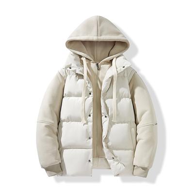 Gefälschte Zweiteilige Baumwolljacke Herrenmodelle Winter Locker Verdickt Baumwolljacke Locker Hochwertiges Design Gefühl von Freizeit Mit Kapuze Baumwollmantel