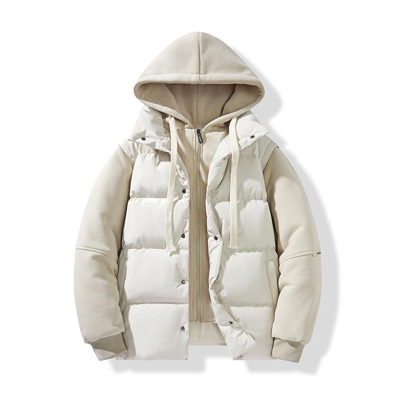 Fake Two-piece Cotton Jacket Men's Models Winter Loose Thickened Cotton Jacket Loose High-end Design Sense of Leisure Hooded Cotton Coat