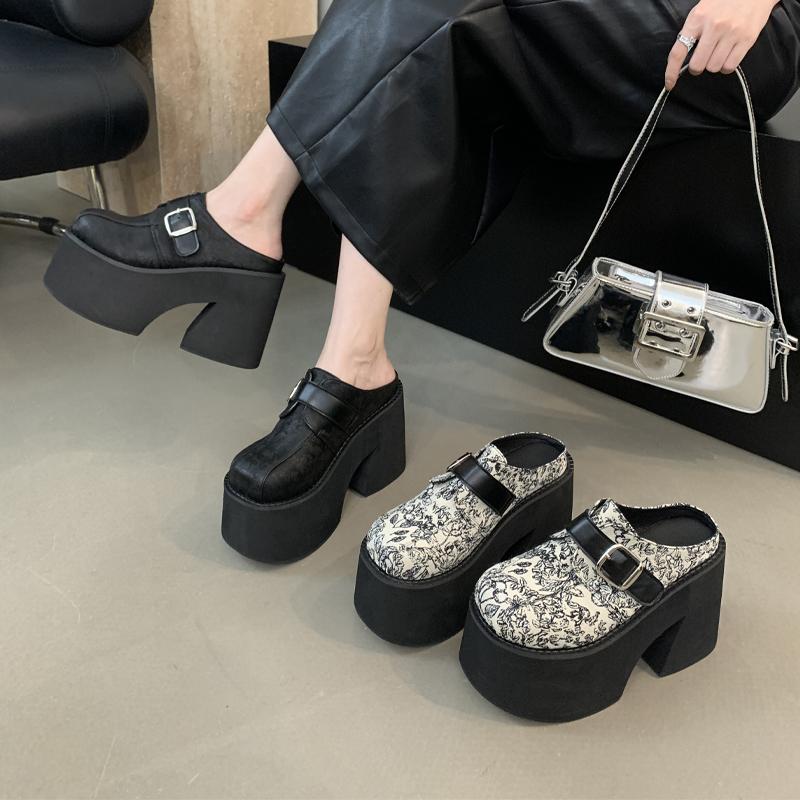 11cm Super High Heels Slippers Women Platform Shoes New Chinese Style Baotou Sandals Plus Size 35-42 Womens Shoes