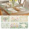 Floral Linen Placemat Tulip Spring Party Placemat Flowers Leaves Placemat Protects Table from