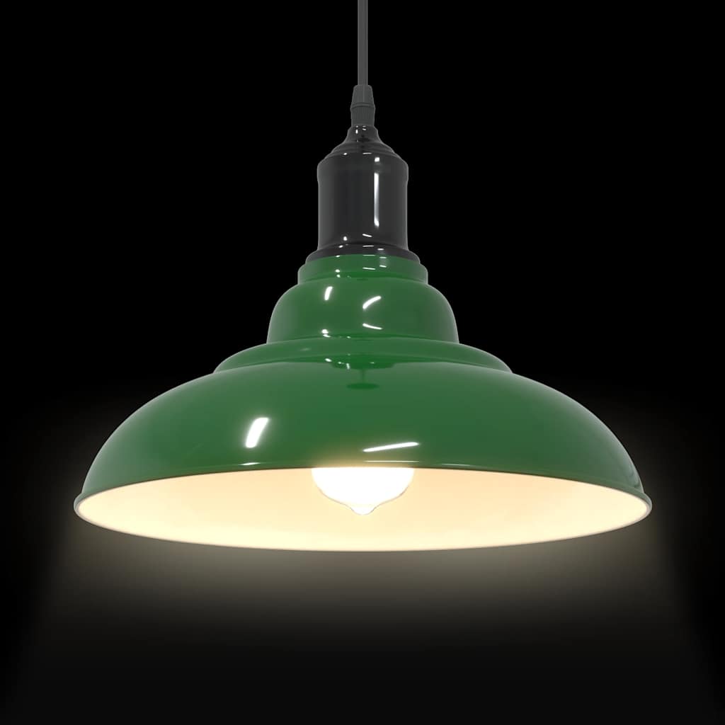 Adjustable Height Pendant Lamp E27 Green Glossy Ø 31 Cm Metal