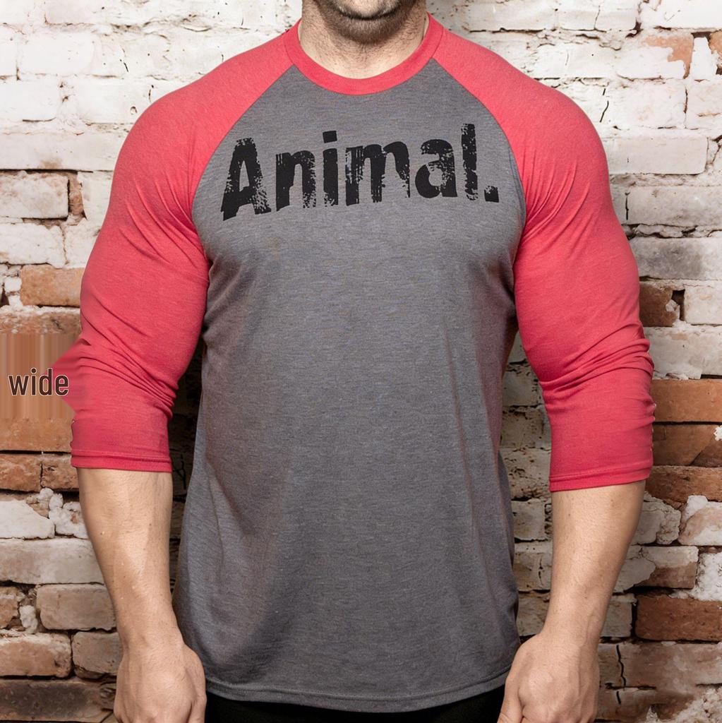 "Beast Fitness Herren Raglan Kurzarm Bodybuilding Shirt - Europäische und Amerikanische Große Größen"