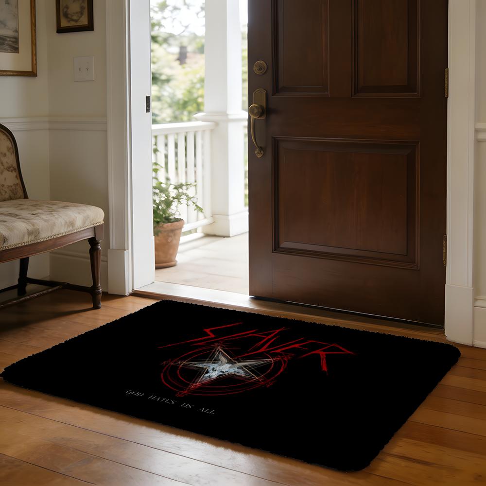 Rock Band SSlayer Floor Mat Soft Flannel Absorbent Mat Non-Slip Rug Home Bedroom Bathroom
