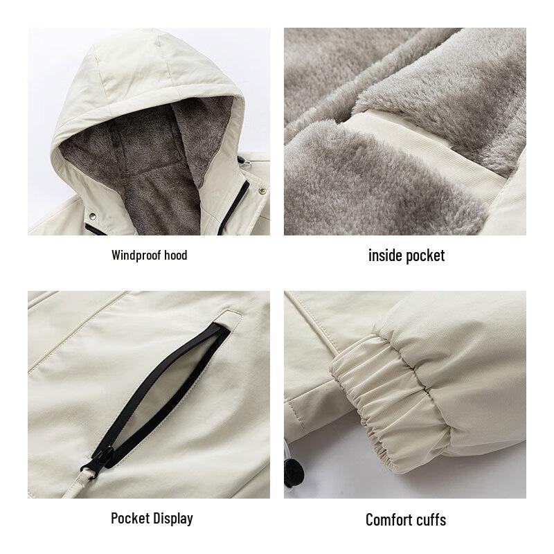 ROMON Men's Loose-Fit Hooded Fleece-Lined Winter Jacket