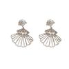 Silver Needle Diamond Fan Skirt Earrings European and American Fashion Temperament Earrings Niche Exaggerated Design Earrings Women