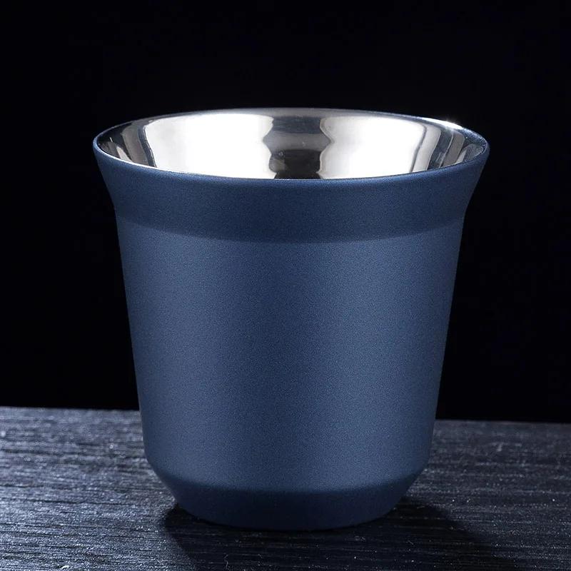 80ML Stainless Steel Espresso Cup Set Double Wall 304 Stainless Steel Small Coffee Cup Capsule Milk Mug Double Wall Insulated