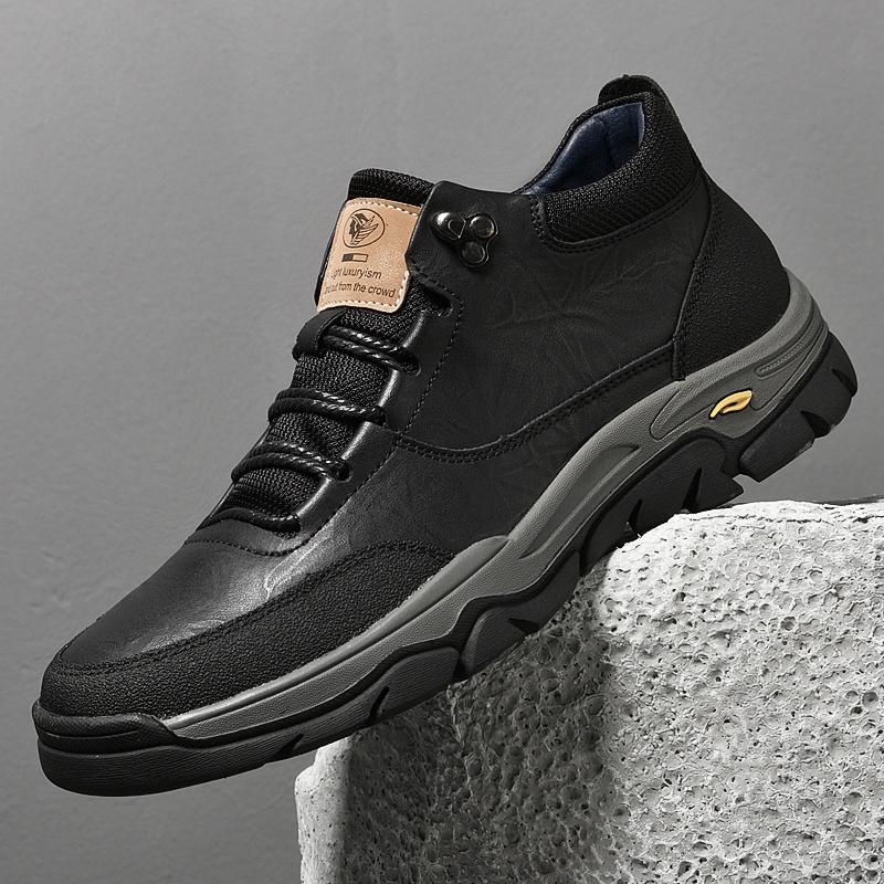 Fashion Luxury Brand Genuine Leather Mens Ankle Boots High Quality Outdoor Sneakers Fashion Treking Footwear Non-Slip Man Hiking Shoes