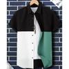 Patchwork Plaid Printed Men’S Clothing Summer Casual Short Sleeved Daily Street Tops Loose Oversized Shirt
