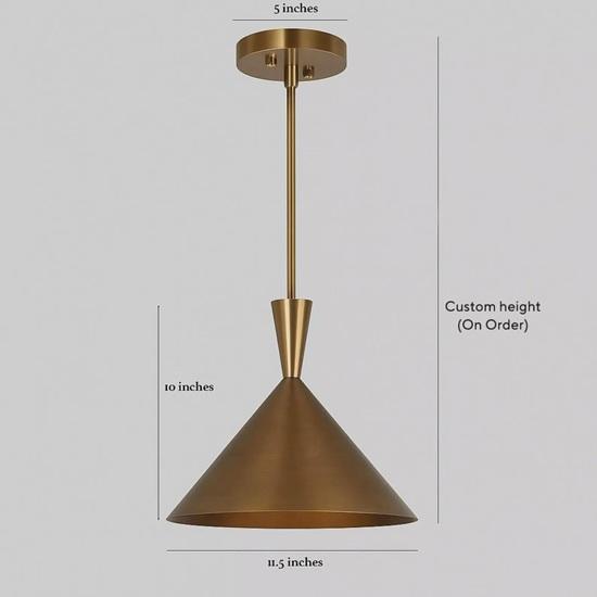 Mid Century Modern Raw Brass Pendant Light Solid Brass Ceiling Fixture Entryways, Hallways, Bedrooms, Office, Home Decor Gift