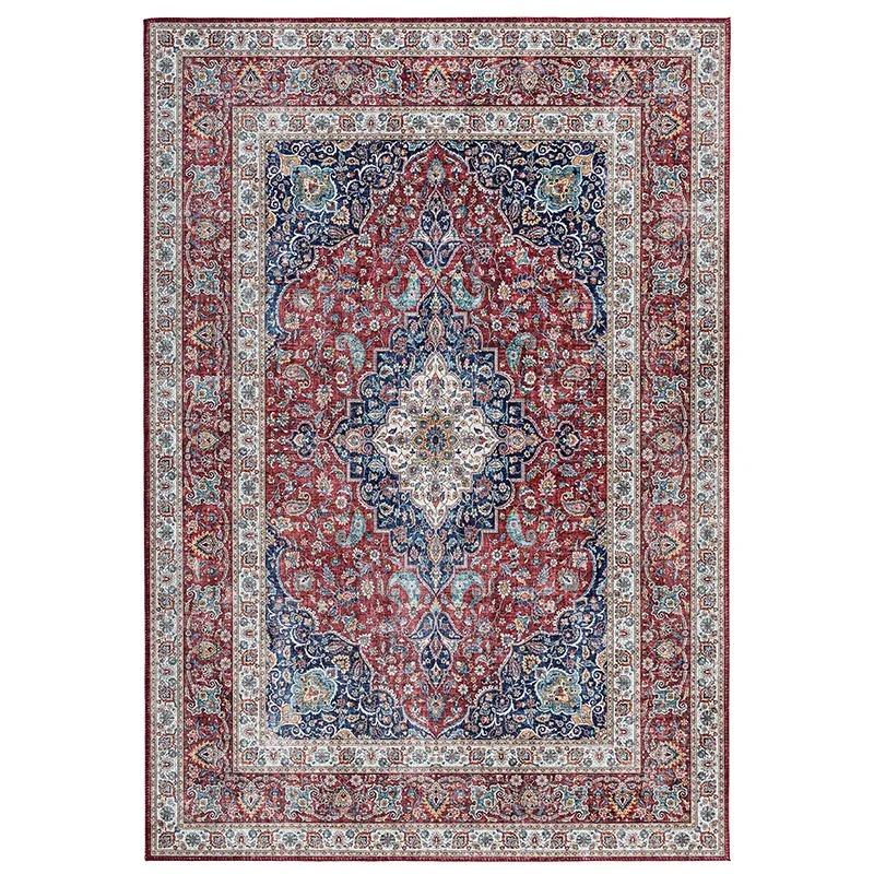 Light Luxury Vintage Living Room Carpet Coffee Tables Area Foot Mat Washable Kitchen Non-Slip Doormat Decoration Rug for Bedroom