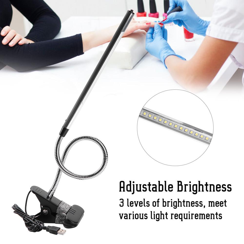 Portable USB LED Clip Table Lamp Adjustable Desk Light for Tattoo/Manicure/Makeup Black