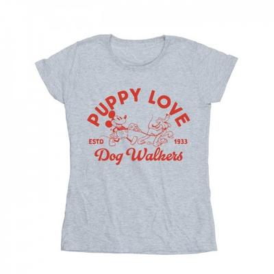 Disney Womens/Ladies Mickey Mouse Puppy Love Cotton T-Shirt