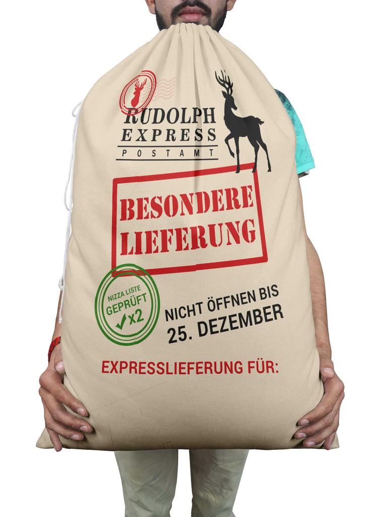Printtoo Pack of 2 Drawstring Special Delivery Extra Large Size Christmas Sack Re-Usable Xmas Present Storage 27x20 Inch