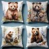 Hot HHoney Bear Paintinged Cushion Cover Soft Decorative Pillow Case Suitable for Bedroom Sofa Car Travel Use