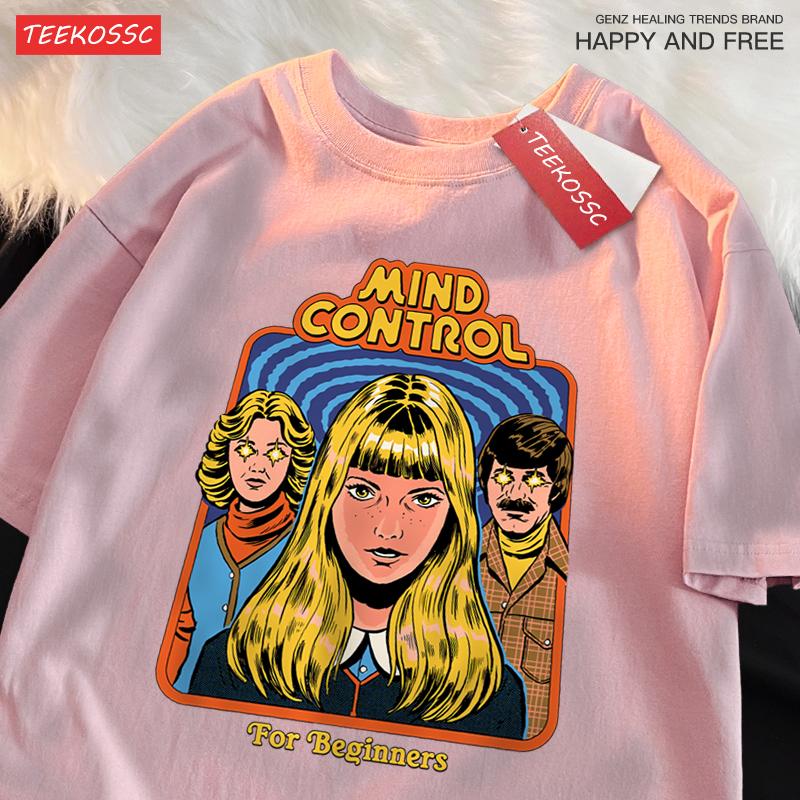 Mind Control For Beginners Printing T-Shirt Oversized Cotton T-Shirt Fashion Loose Tops Casual Sweat Tee Clothes Cotton Couple