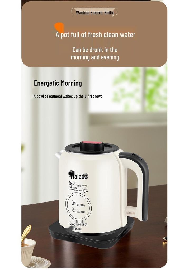 Festive Red 2.5L Electric Kettle with Detachable Lid & Auto Power-Off