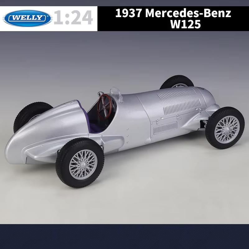 Welly 1/24 1937 Mercedes Benz W125 Alloy Scale Car Model Diecast Metal Static Collection Children Toy Car Vehicles Gifts