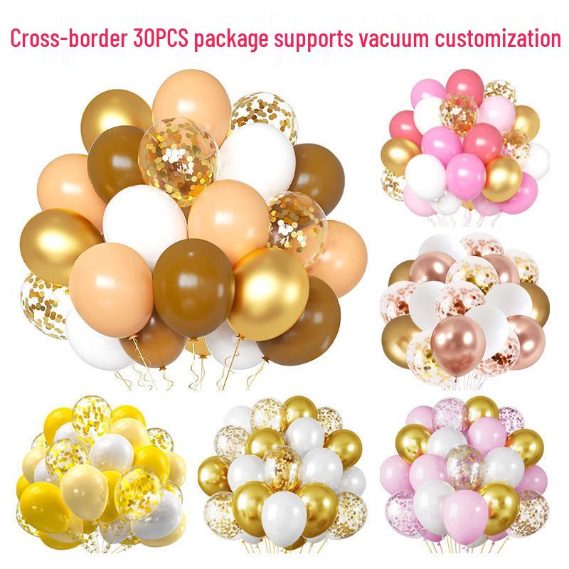 30-Piece Colorful Metal Sequin Balloon Set for Birthday Parties and Ceremonies