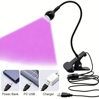 Mini UV gelová vytvrzovací lampa na nehty Fialový klip a vypínač na nehty lampa s husím krkem Super Spotlight USB One multifunkční lampa