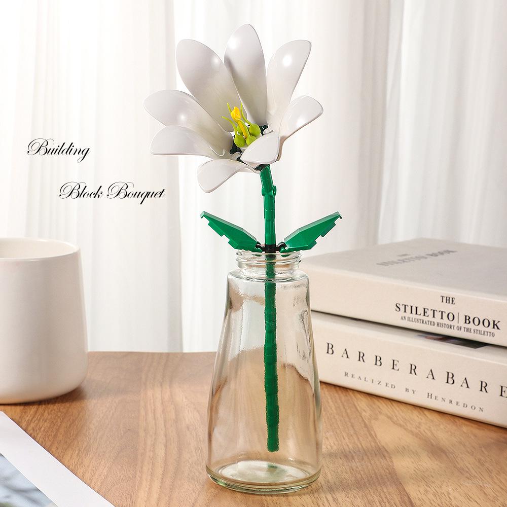 Bionic Eternal Flower Building Blocks: Sunflower and Rose Assembly Toy for Children