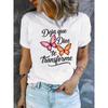 European Size Women's Spanish-Christian Blouse, Featuring the Spanish Phrase 'Let Me Change' and a Butterfly Print,Round-neck, Casual Attire