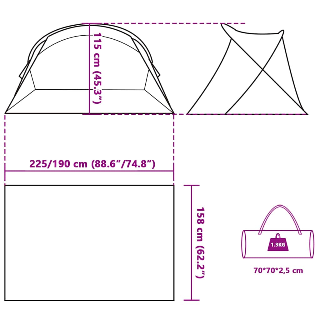 Beach Tent for 2 Persons Azure Blue Pop Up Waterproof