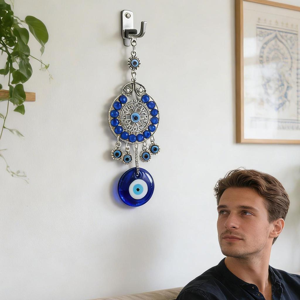 Evil Blue Eye Pendant Decor  Rhinestone Protection Good Luck Charm Turkish Evil Eye Charm Wall Decorations for Office Car