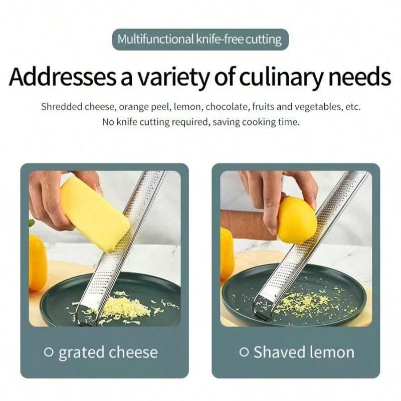 1pc Portable Stainless Steel Citrus Zester & Lemon Grater With Long Handle - Perfect For Chocolate, Cheese & Fruit Peeling
