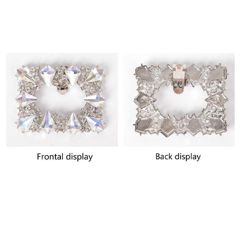 A33R-2Pcs Shoe Rhinestone Charm Women Crystal Shoe Clip Decoration Bridal Shoes Rhinestone Accessories