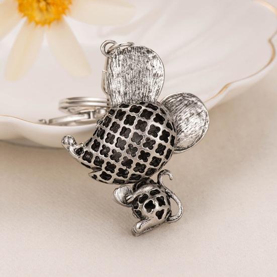 Keychain Pendant Sparkling Rhinestones Mouse Shape Charm Key Chain Strong Lobster Clasp Multi-Functional Key Holder