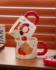 Adorable Cartoon Persimmon Mug with Lid - Creative Ceramic Gift for Girls & Couples