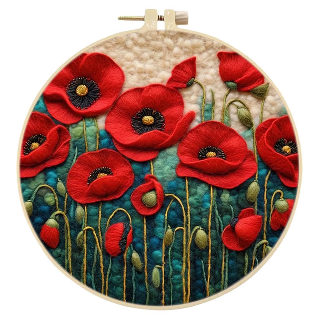 Nadelfilz Wolle DIY Kunst-Set 20cm Stickrahmen Florale Landschaft Handwerk Anfänger-Set