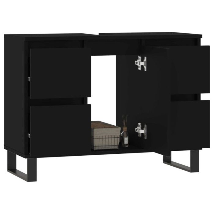 VidaXL Armoire de salle de bain noir 80x33x60 cm bois d'ingénierie 831661