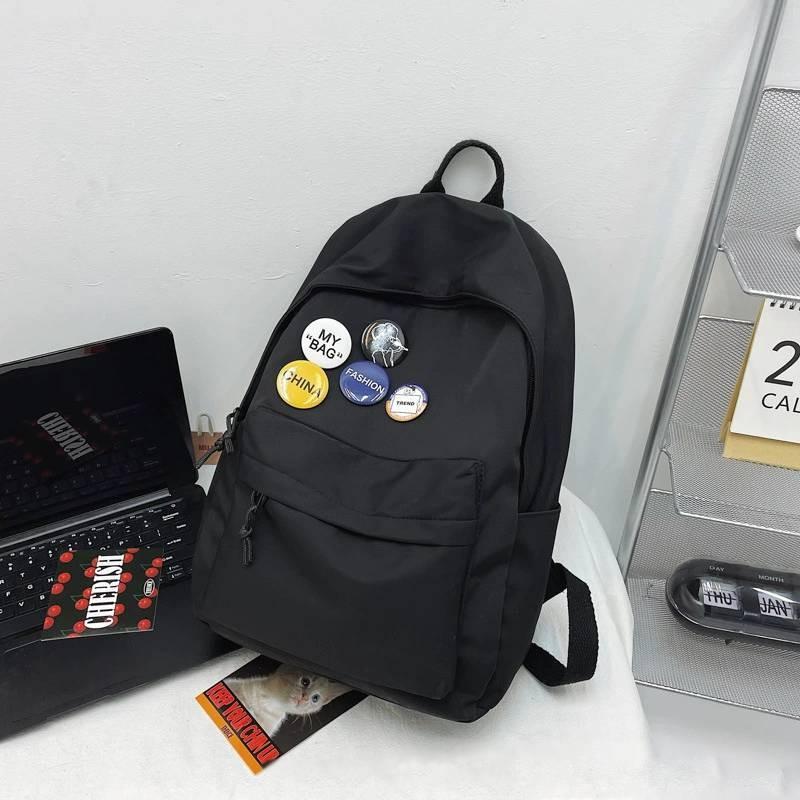 Color Solid Shoulder Baglarge Capacity Travel Backpack Leisure Junior Student