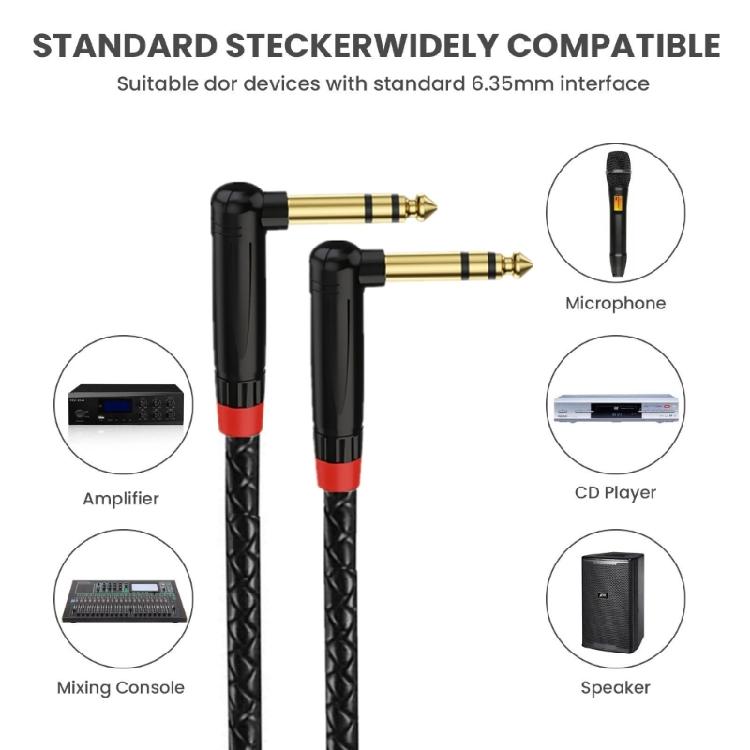 1/4inch Guitar Instrument Cable 6.35mm (1/4) to 6.35mm (1/4) Stereo Sound Cable Male to Male Cable for Electric Guitar