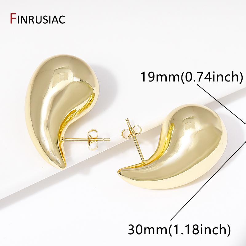 FINRUSIAC New Fashion Gold Plated Brass Exaggerate Dupes Teardrop Chunky Hammered Stud Earrings For Women Earrings Jewelry