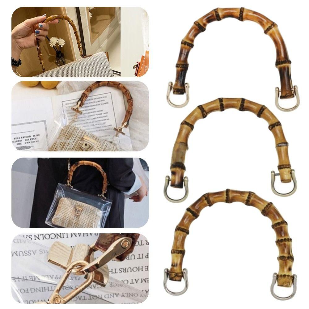 DIY Handmade Detachable Bamboo Purse Handles With Buckle 15.5CM Bamboo Bag Handles U-Shaped Shoulder Bag Strap Gift Box