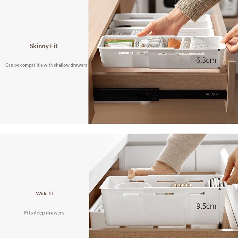 Expandable Drawer Organizer 1 Pack, Adjustable Divider for Kitchen Utensils Cutlery and Office Desk Supplies Storage Rack