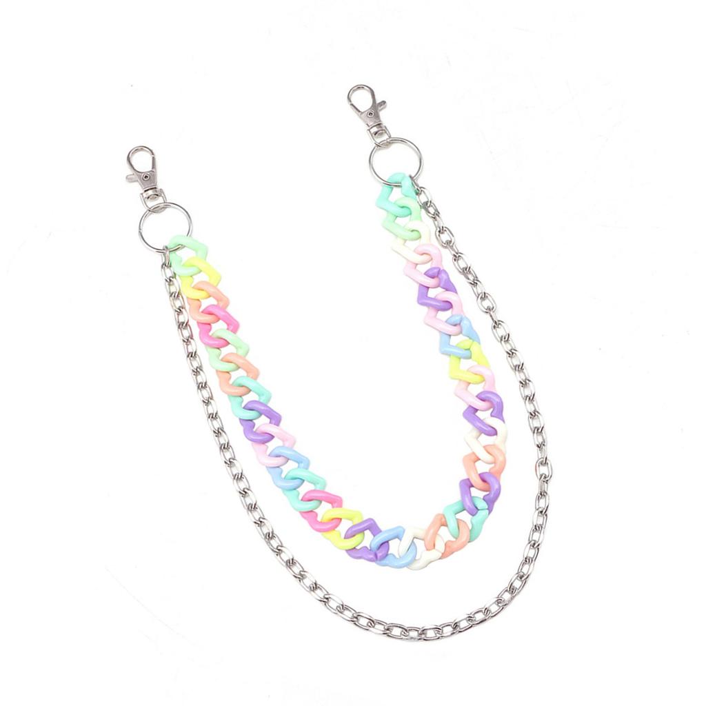 Candy Color Double Layer High Street Acrylic Pants Chain Adjustable Length Waist Chain Accessory for Fashion Enthusiasts