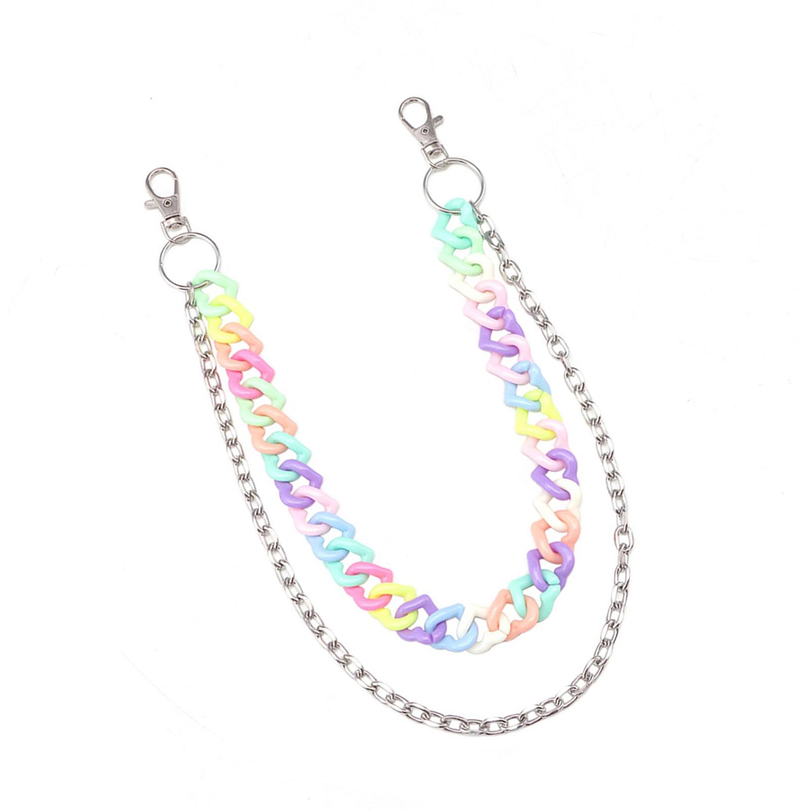 

Конфетный цвет Двухслойная Уличная Акриловая Цепь для Брюк Регулируемая Длина Поясная Цепь Аксессуар для Любителей Моды T1