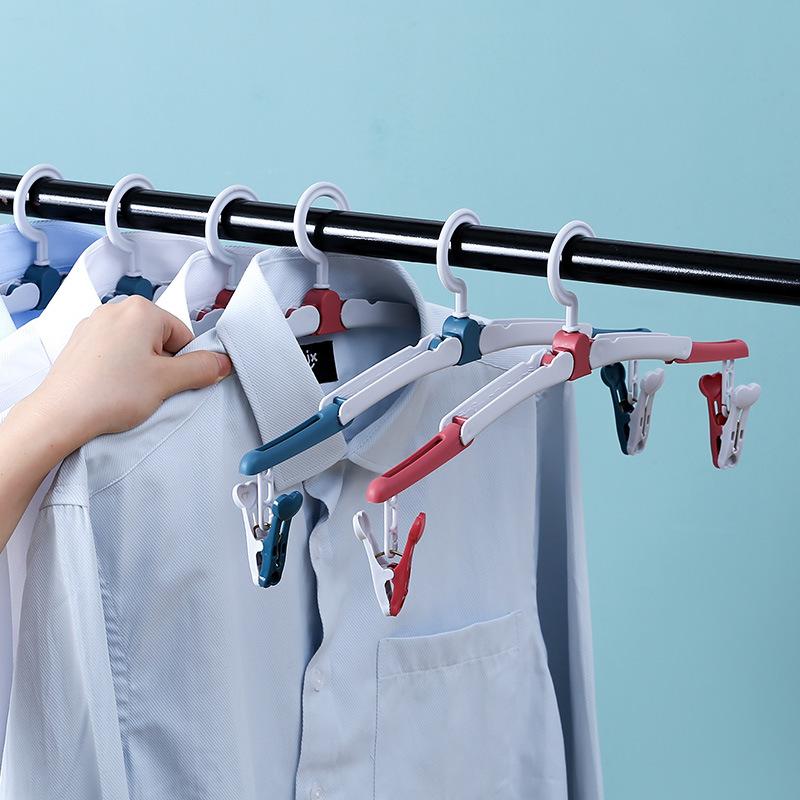 1PC Multifunctional Windproof Drying Rack with 2 Clips for Clothes Underwear Socks Candy-Colored Plastic Clothes Hanger