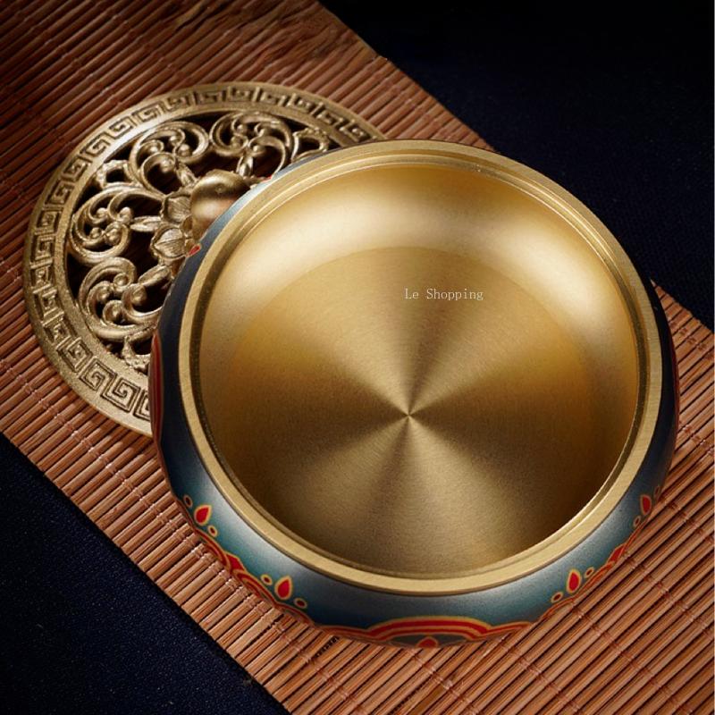 Pan Incense Burner Painted Copper Stove Flat-bottomed Incense Burner Household Indoor Aromatherapy Supplies Office Yoga Tools