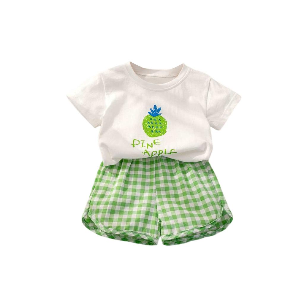 Girls' Fruit Print Set - Short Sleeve & Shorts Outfit