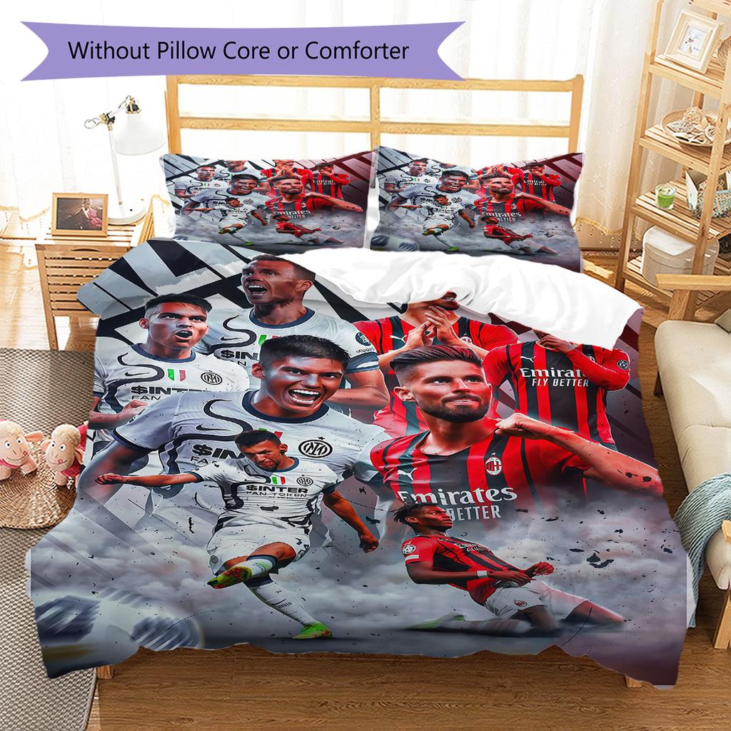 FCB Pattern Bedding Quilt Set Quilt Cover Pillowcase Home Decoration Birthday Gift (1 * duvet cover + 2 * pillowcase, without core)