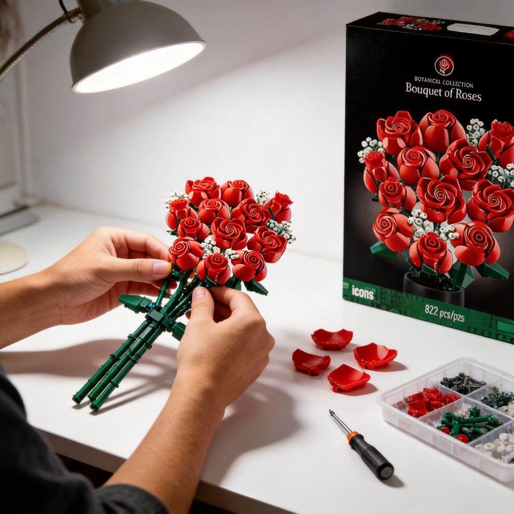 Set di Costruzione Compatibile con Fiori Secchi Per Regalo Romantico Decorazione per la Casa
