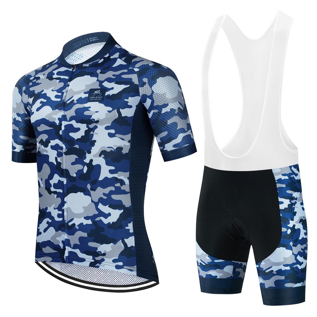 2022 New Camouflage Team Triathlon Cycling Jersey Set Bicycle Clothing Men's Wear Breathable Short Sleeve Shirt Bike Bib Shorts