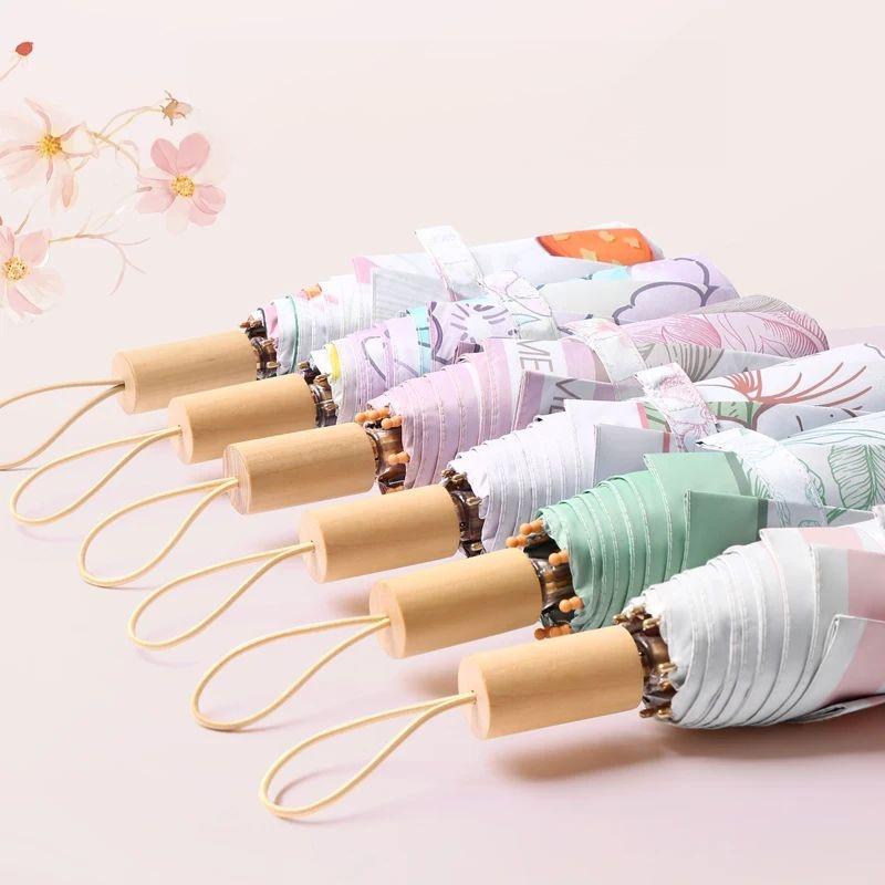 Three-Fold 8-Bone Double-Layer Double-Flower Vinyl Sun Protection Umbrella Uv Protection For Women Sun And Rain Dual-Purpose Sun